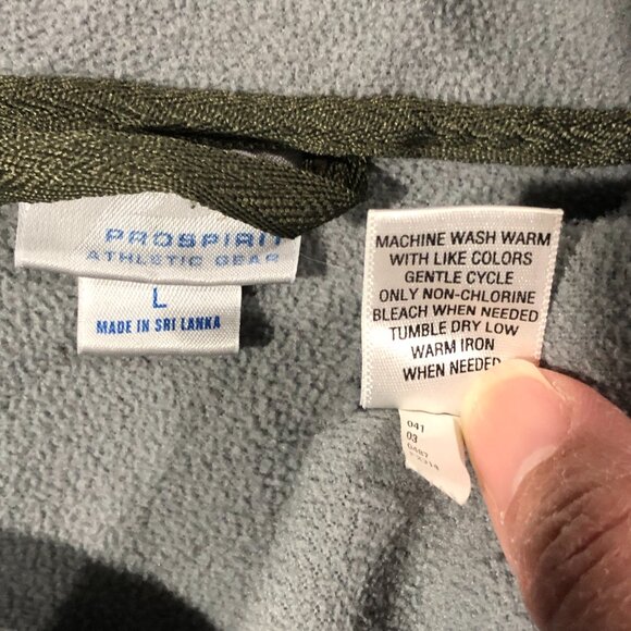 PROSPIRIT Mens L Green Fleece 1/4 Zip Zipped Pockets Pullover Sweatshirt - Picture 6 of 8